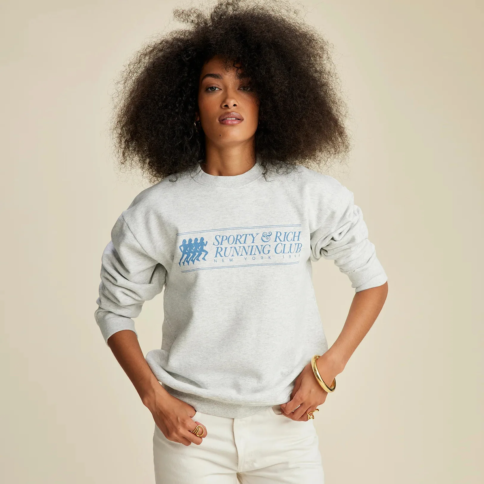 

Winter New North American Niche Letter Running Portrait Printing Sports Fleece Sweater Women