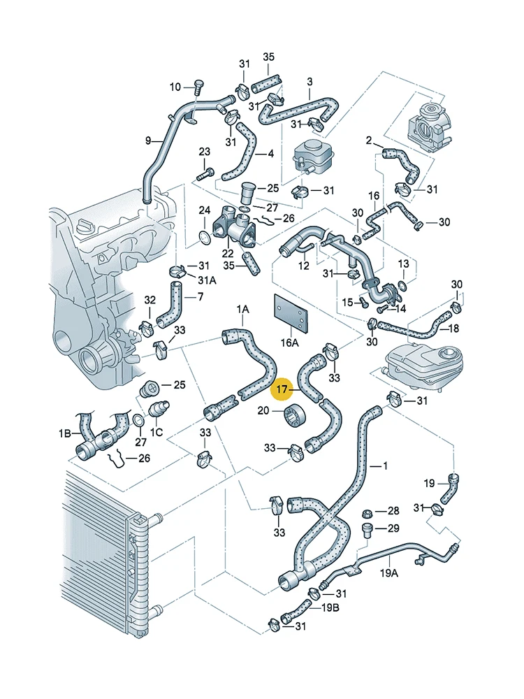 BOICY Engine Radiator Coolant Pipe for 1.6 1.8 VW Passat A4/Avant A6/S6 Avant quattro 8D0121101K 8D0 121 101K