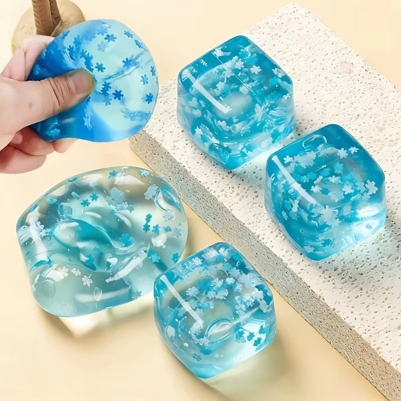 Squishy Snowflake Ice Cubes Slow Rising Sensory Fidget Toy Soft Ice Cube Stress Relief Squeeze Toys Hand Exercise Calming Tools