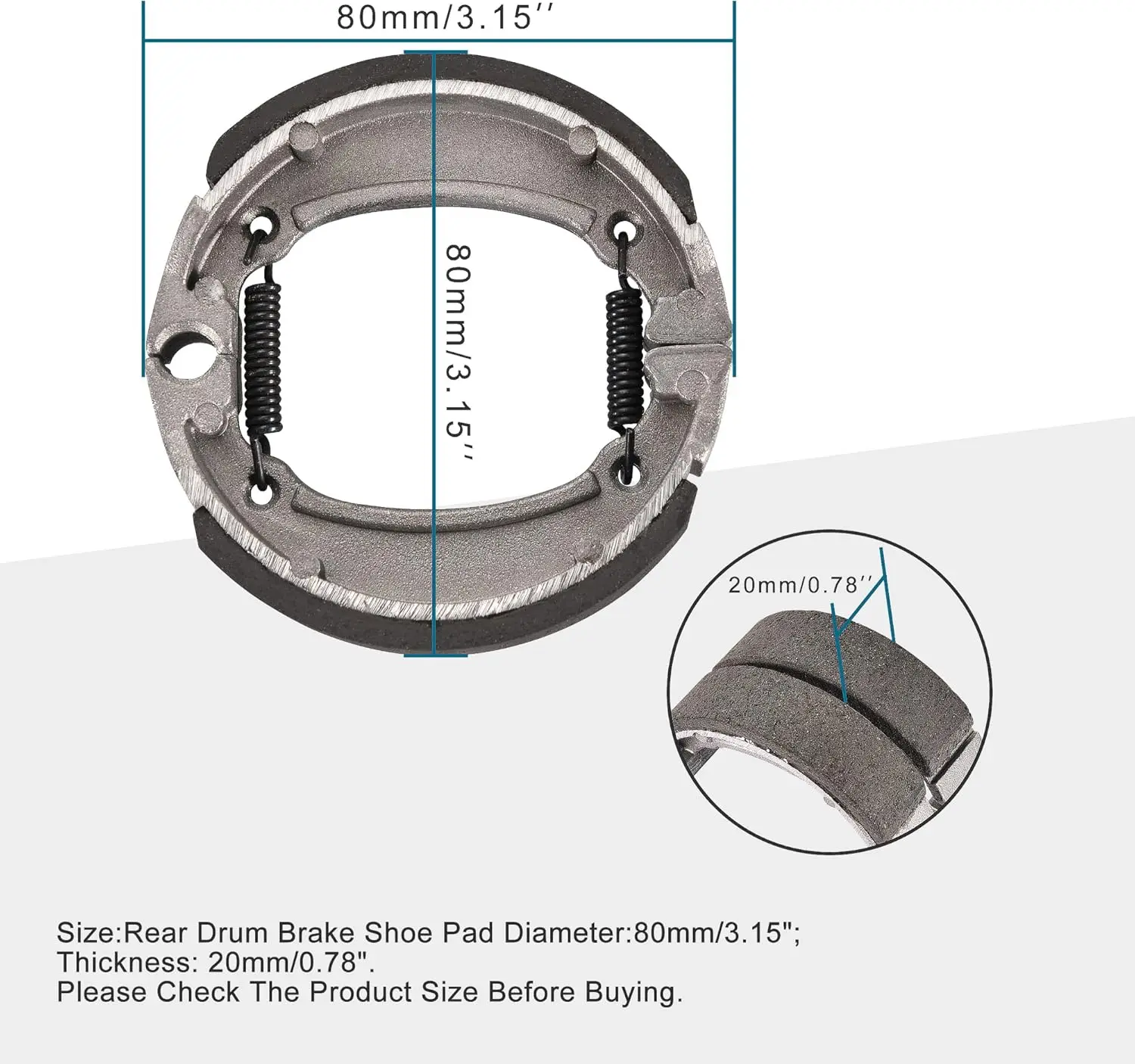 Motorcycle Rear Drum Brake Shoe for 50cc 70cc ATV Engine Based Scooter