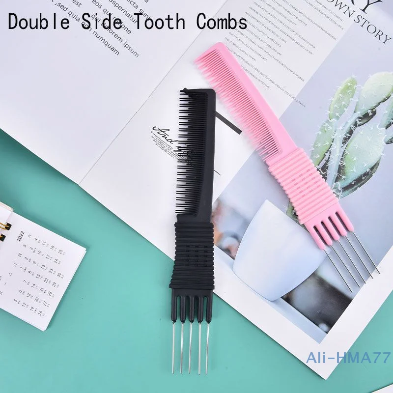 Oil Head Curly Comb Men Double Side Tooth Combs Steel Needle Fork Combs Hair Brush Barber Salon Hairdressing Tools