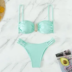 Summer New Solid Color Sexy Bikini Sexy Three Point Beach Split Swimsuit