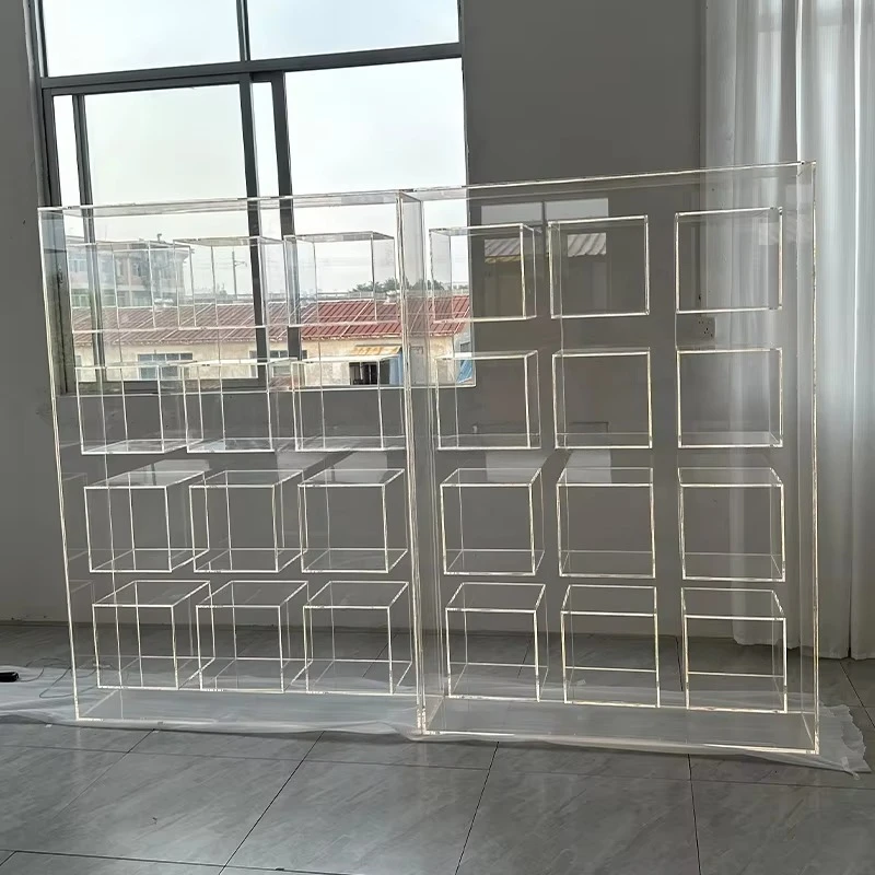 Factory customized high-end transparent suspended acrylic storage cabinet, luxurious multi grid acrylic display cabinet