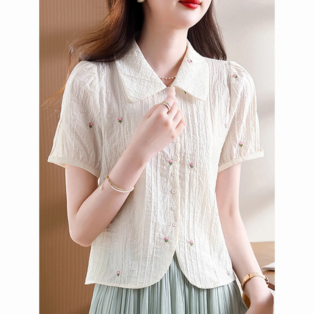 قمصان قصيرة الأكمام للنساء شبكة مطوي Pintucked الخفافيش كم تونك عادية Fairycore لطيف Kawaii طالب فني بناتي شبابي #1