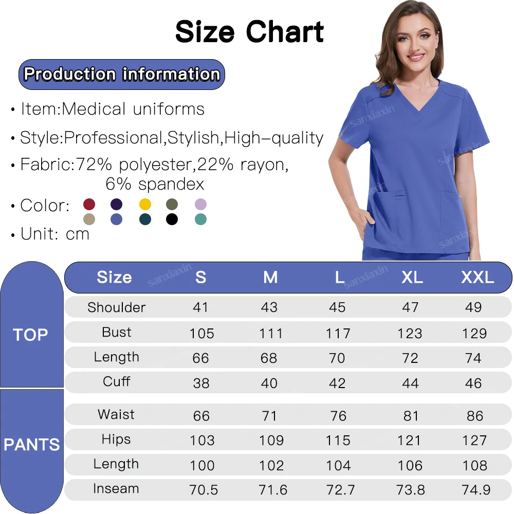 New Nurse Uniforms Women Casual Pockets Top Straight Pants Set Pharmacy Clothes Medical Hospital Doctor Nursing Surgical Uniform