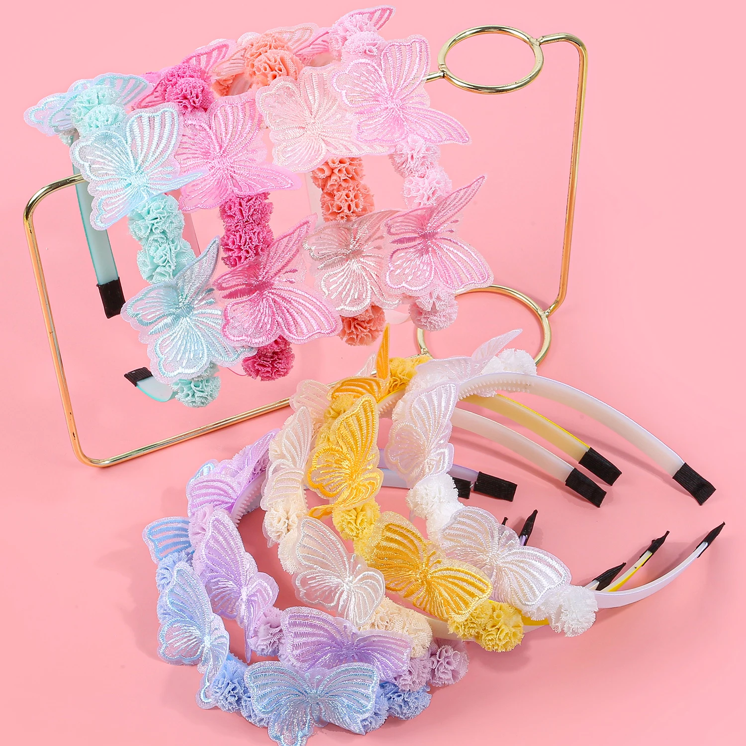 

3pcs Lace Hollow Butterfly Headbands Plastic Teeth Hairbands Girls Women Mesh Ball Headbands Children Party Hair Accessorie