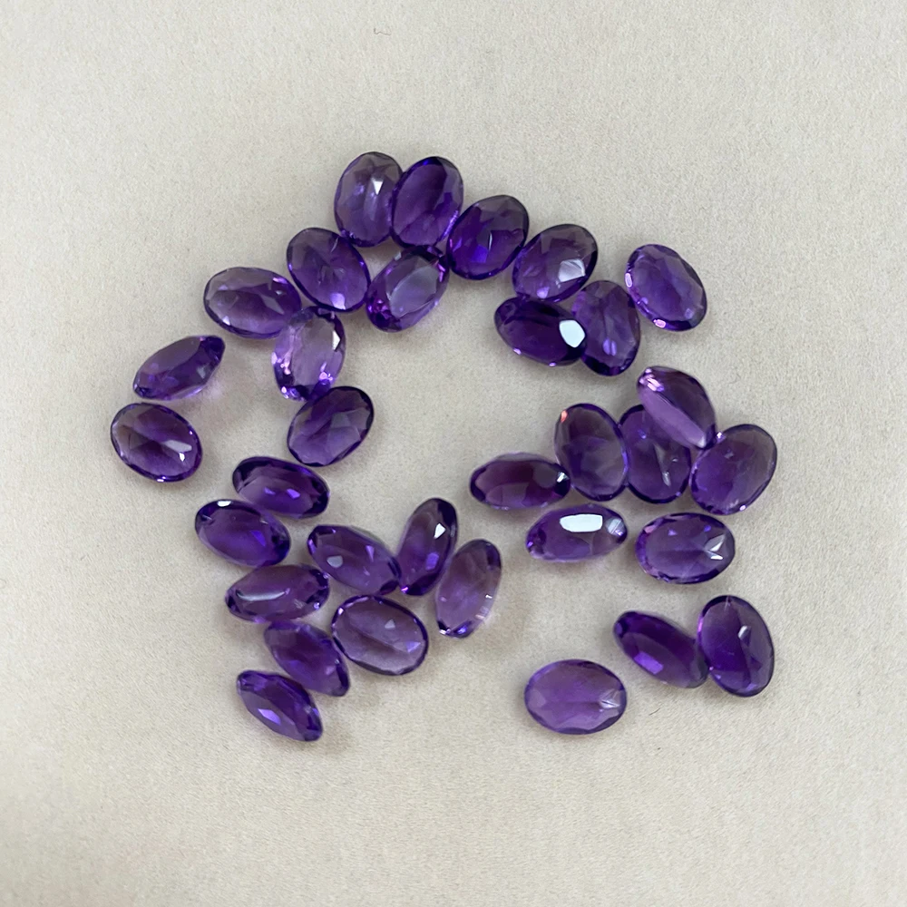 Factory Wholesale Natural Amethyst Loose Stone Oval Cut 7X5mm Purple Gems ​for Ring Earring Necklace DIY Jewelry Accessories