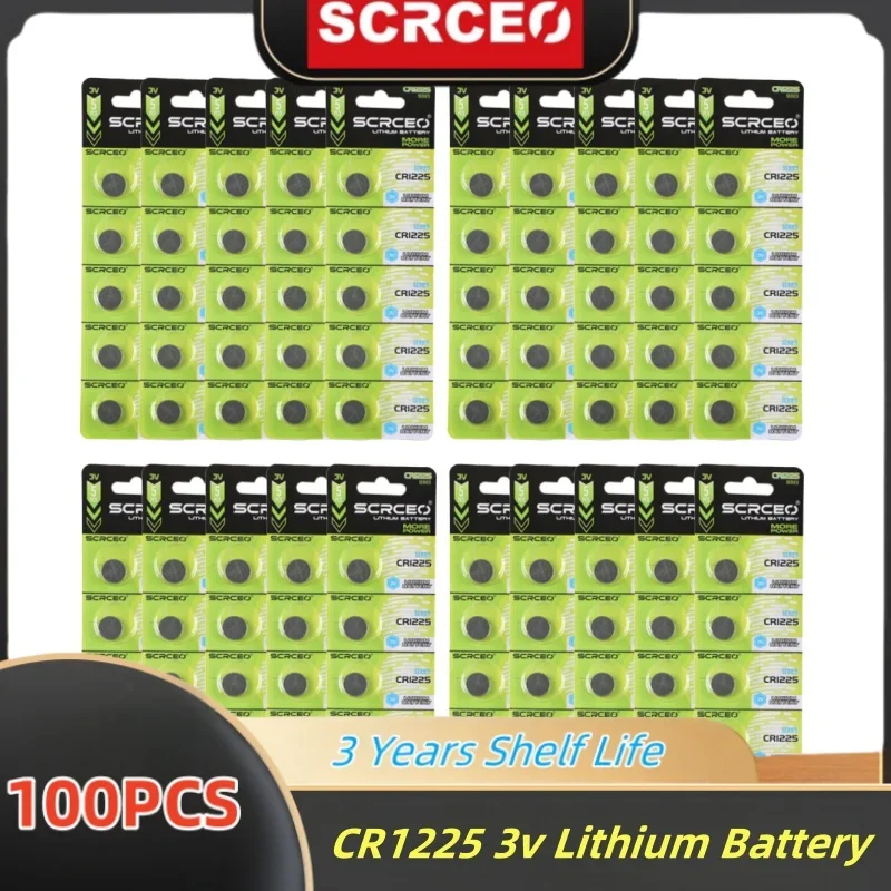 

100pcs CR1225 3v Lithium Battery Bulk Compatible with CR 1225 Batteries BR1225 KL1225 ECR1225 for Calculator Watch Car Key