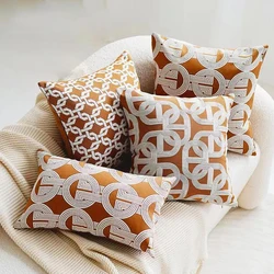 Light Luxury Jacquard Pillow Covers Decorative Yellow-brown Single-sided Jacquard Crochet Pillow Case Home Decor Pillowslip