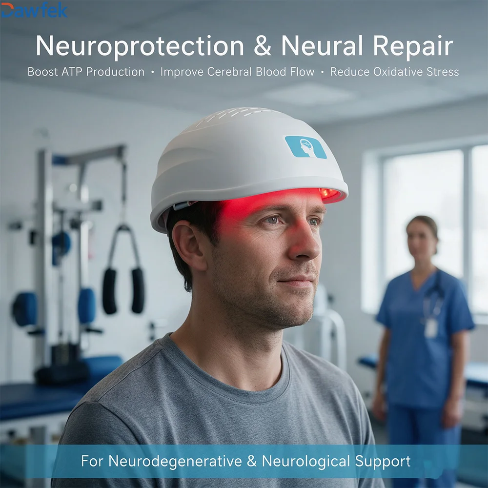 Dawfek 810nm Photobiomodulation Brain Physiotherapy Helmet 448 Diodes Brain Stimulation Cap for Neurological Disorders Epilepsy