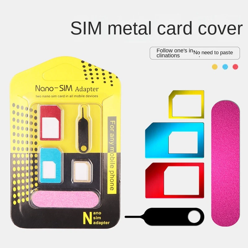 50 Sets 5 In 1 Sim Card Holder Adapter cellphone Ejector Pin Accessories Metal Slot Conversion Suitable For All Smartphones