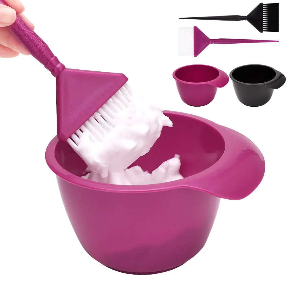 2PCS Hair Dye Brush Bowl Set Professional Salon Hair Color Mixing Dyeing Kit Hair Tint Dying Coloring Applicator Barber Supplies