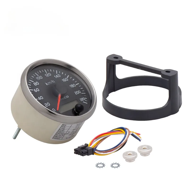 12V/24V Universal 85mm Speedometer 220km/h Speed Gauge Meter With White/Amber Backlight With LCD For Car Truck Boat Motor