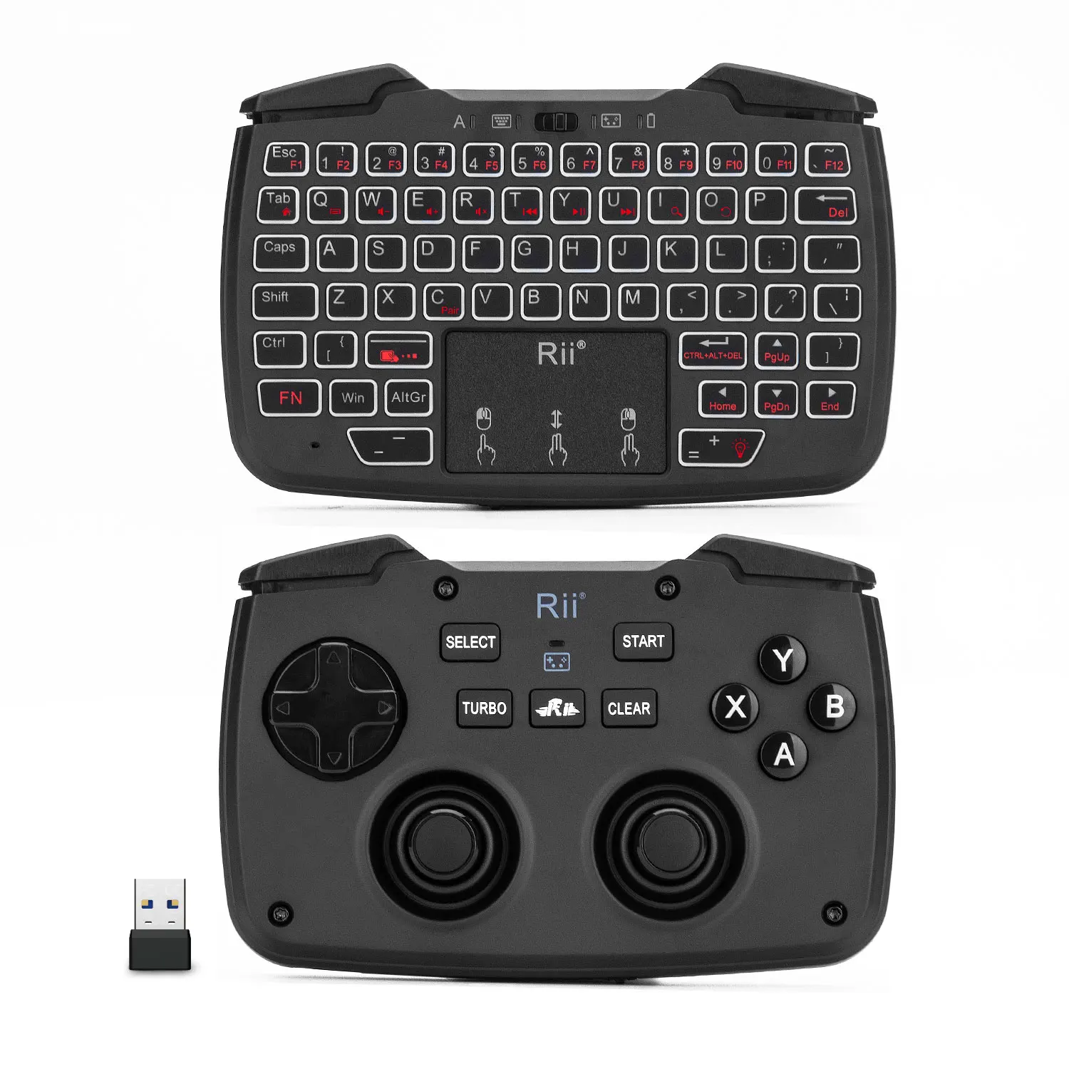 Rii RK707 2.4GHz bezprzewodowy przenośny kontroler gier klawiatura mysz Combo funkcja Turbo dla komputera PC/Raspberry pi2/Android TV Google/TV