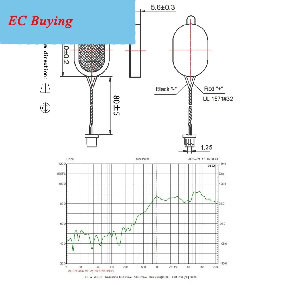1 Teile/los 2415 8Ohm 1W Hohlraum Lautsprecher 24*1,5 MM 8 Ohm 1 Watt Kabel Länge 60MM Stecker 2P 1,25 MM Box Lautsprecher Für Spielzeug