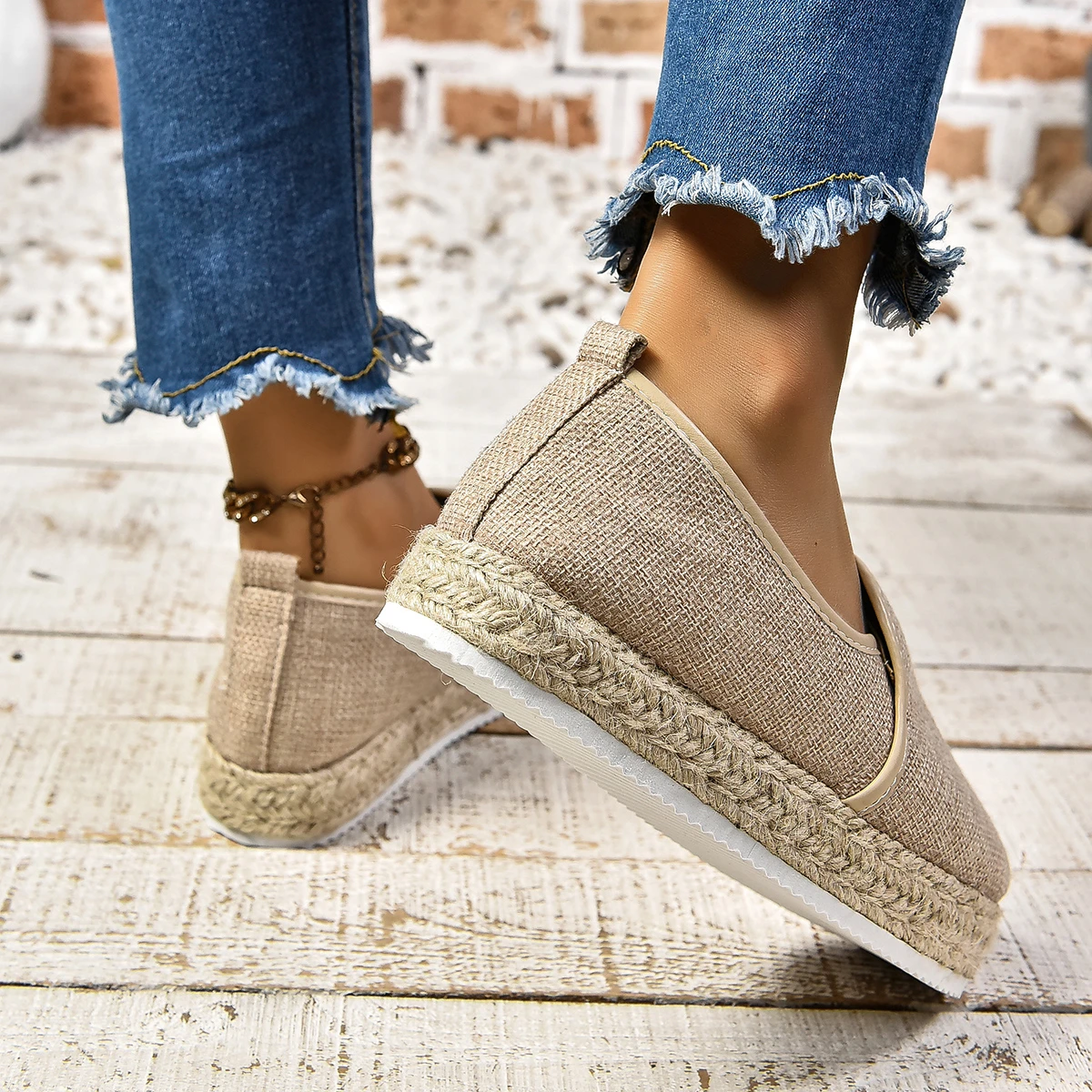 Espadrilles Womens Shoes Flat Stylish and Trendy Footwear for Fashion-Forward Females Loafers Casual Casual Slip-on Grass Woven