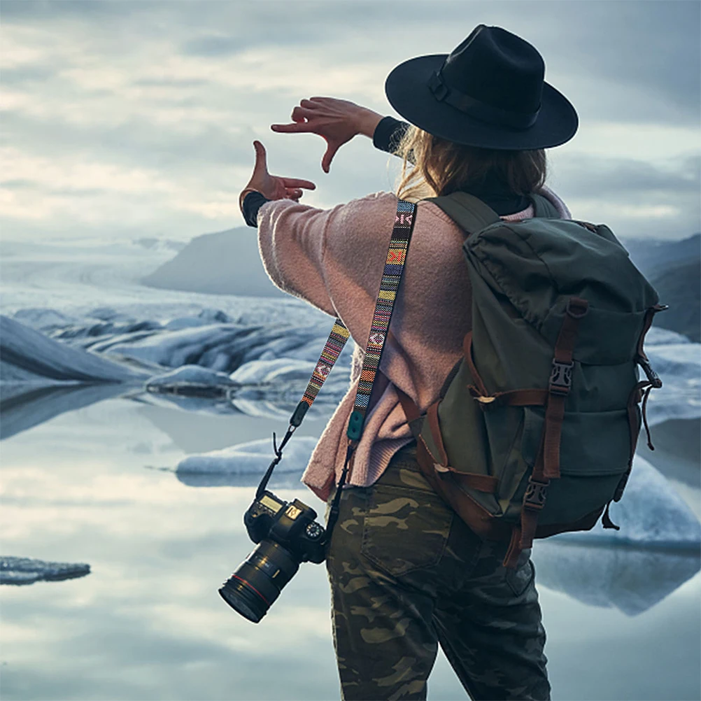 

Cotton Camera Shoulder Strap for DSLR Vintage Kids Child Wrist Harness Studs Sling Fashionable Breathable Neck Gift