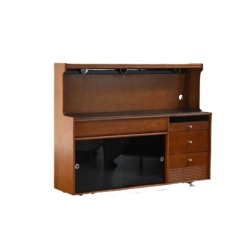 

French rock slab against the wall tea cabinet, medieval integrated storage coffee side cabinet, solid wood bucket cabinet