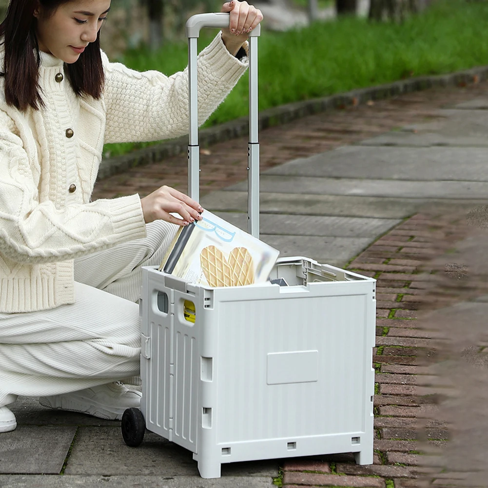 

Foldable Shopping Trolleys Box With Wheels Wear-Resistant Noiseless 360°Rotate Wheel Shopping Cart For Home Use