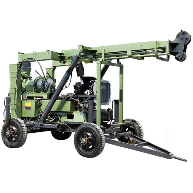 Portable Trailer Mounted Deep Hydraulic Water Core Borehole Water Well Drilling Rig with Mud Pump Depth Drilling Rock Rig