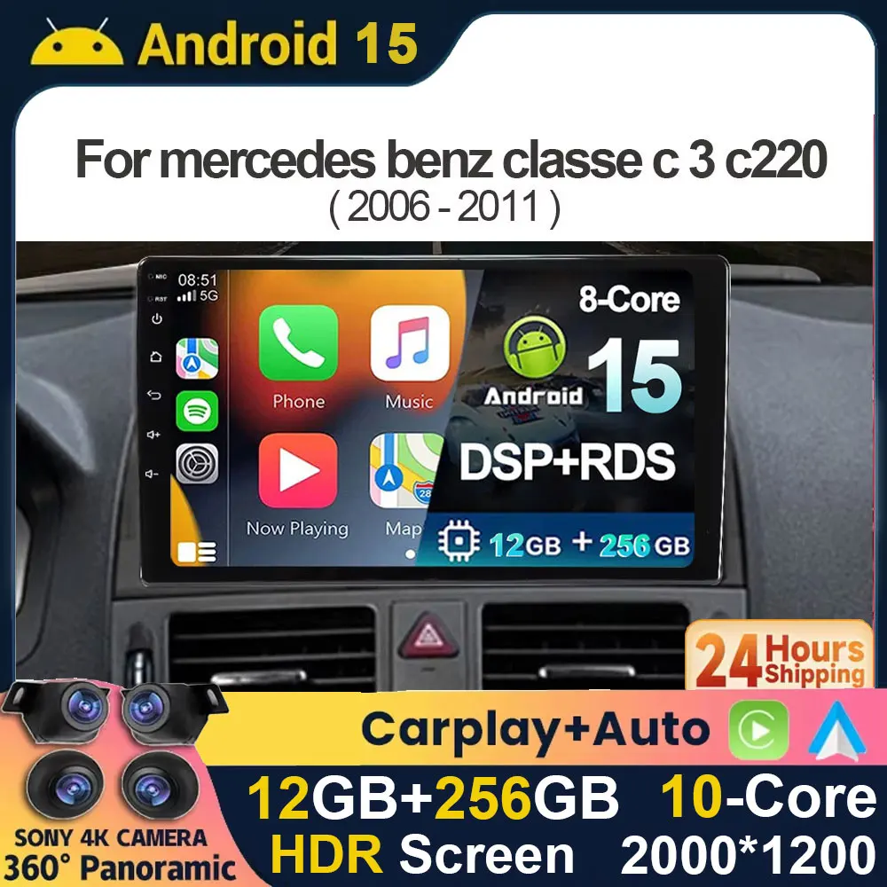 

Android 15 Auto Radio For Ford Mercedes Benz C Class 3 W204 S204 2006 - 2011 Auto Carplay 4G Car Multimedia GPS 2din Autoradio
