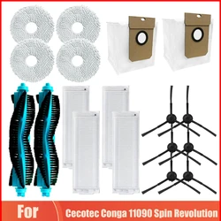 Replacement For Cecotec Conga 11090 Spin Revolution Vacuum Cleaner Accessories Roller Side Brush Hepa Filter Mop Cloth Dust Bags