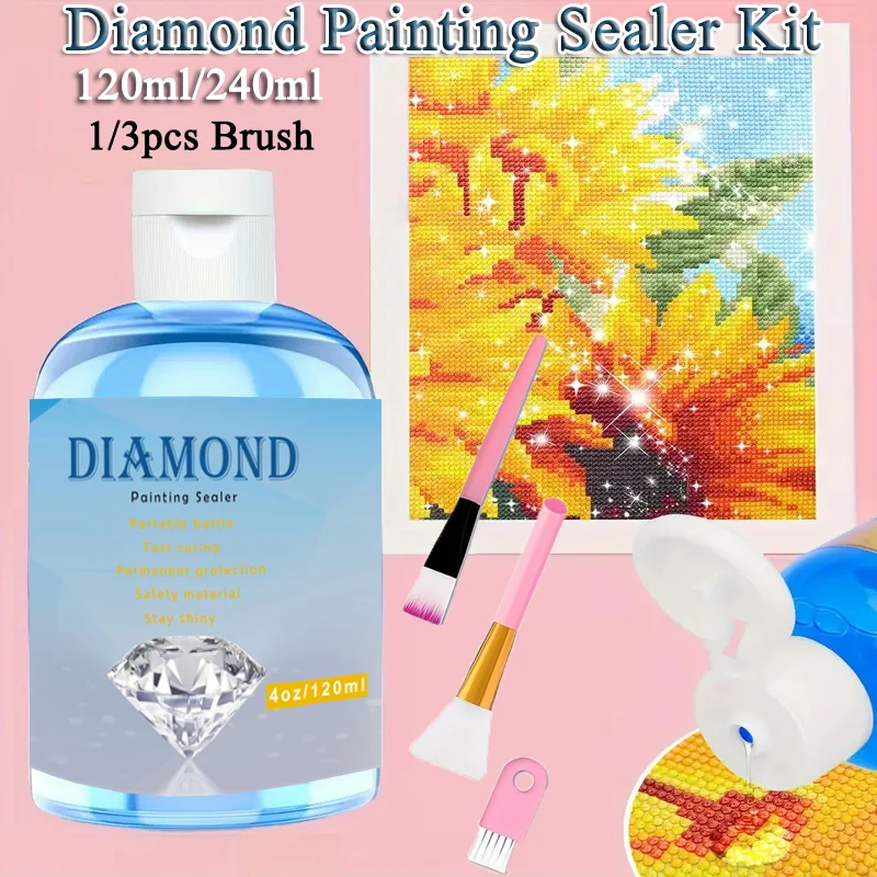 

120/240ml Diamond Art Painting Sealer Kit Jigsaw Puzzles Diamond Painting Shine Effect Conserver Sealant Glue With 1/3pcs Brush
