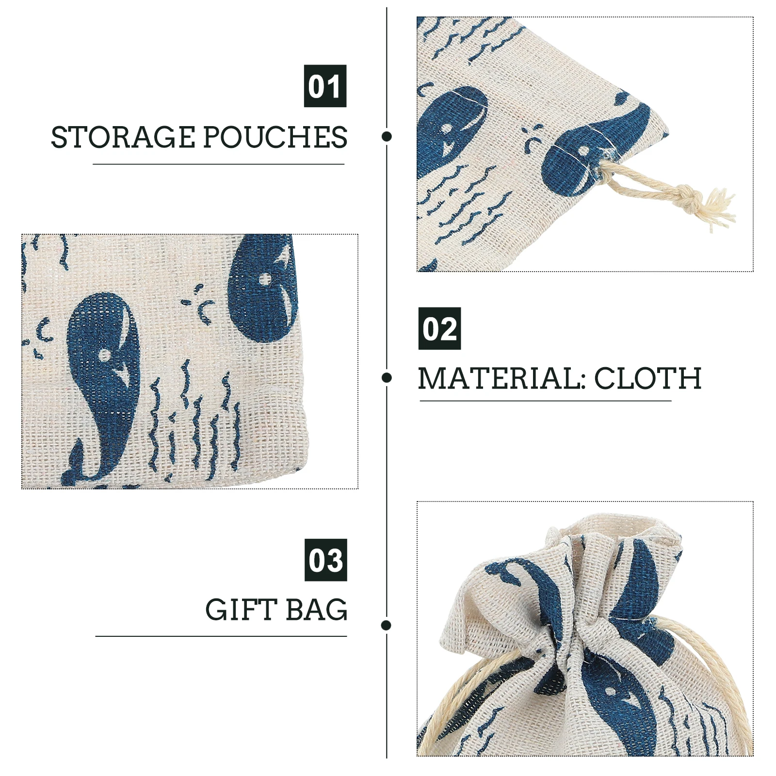 

12Pcs Festival Whale Pattern Drawstring Bags Candy Gift Storage Pouches Party Favor Wrapping Bags Drawstring Bag