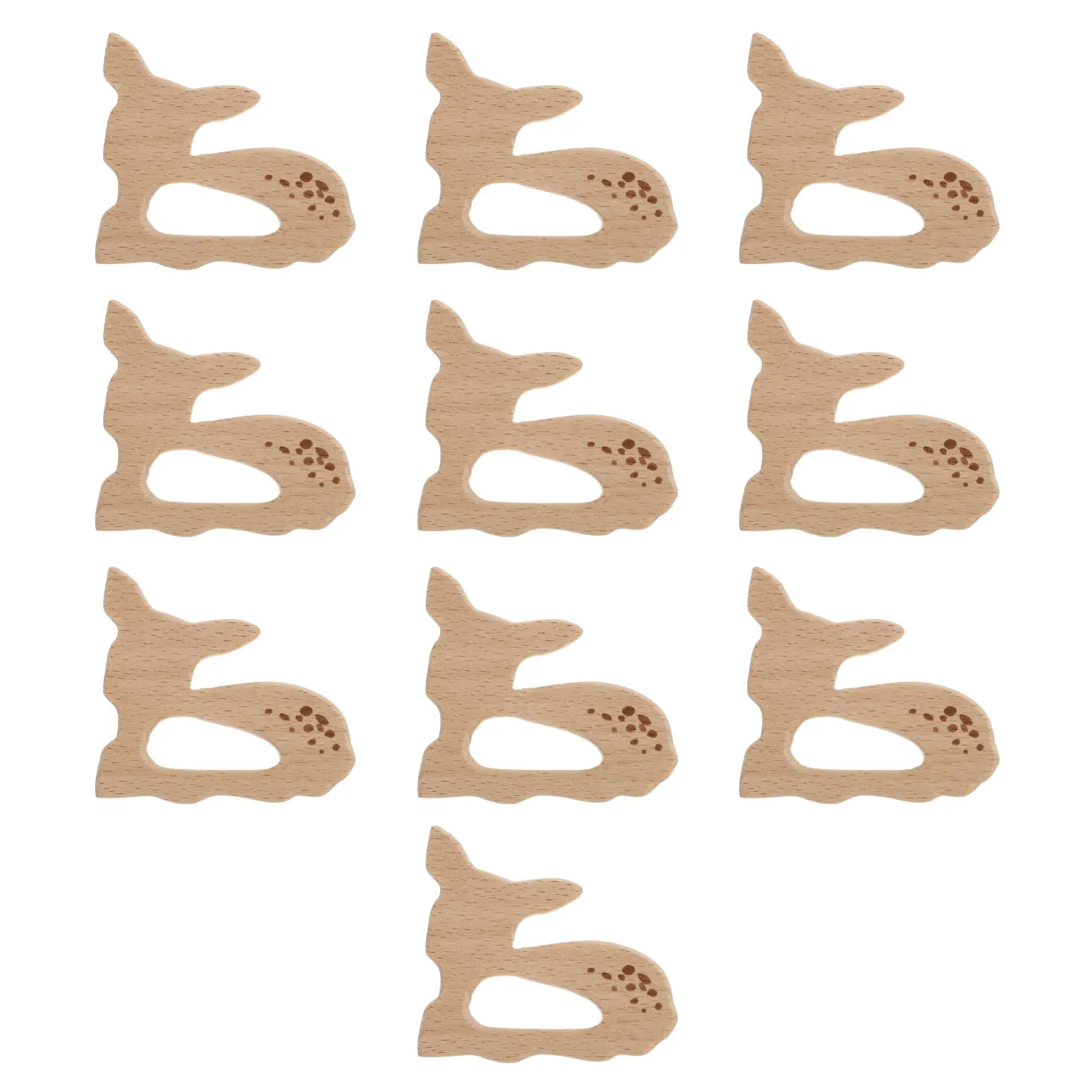 10 Peças de Mordedores de Madeira em Formato de Desenho Animado para Bebês, Decoração de Corrente de Chupeta DIY, Pingente de Bétula para Crianças, Seguro para Mastigar, Liso