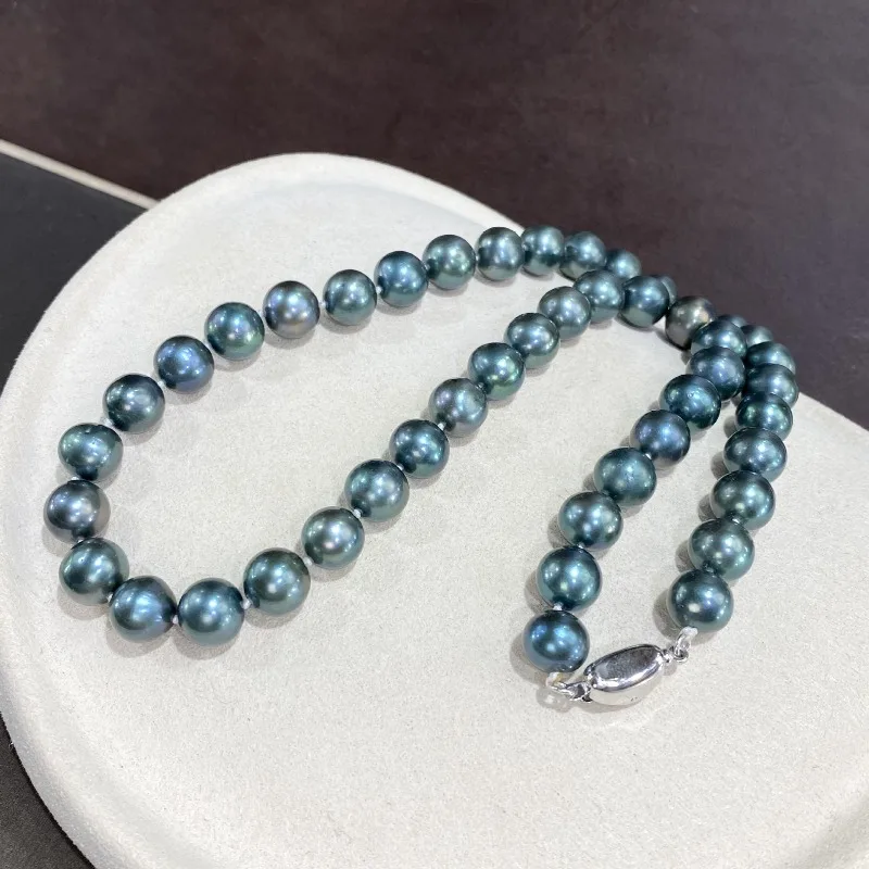 

Popular Peacock Green 12-15mm Black Pearl Necklace