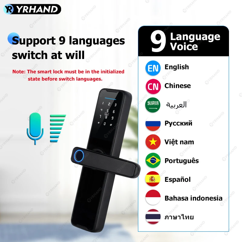 YRHAND cerradura inteligente Biometric Smart Lock Tuya App Remote Unlocking Keyless Wifi Lock Electronic Smart Door Lock