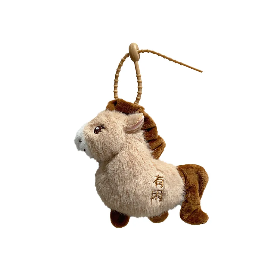2026 Año del caballo lindo Pony muñeco de peluche llavero con colgante de dibujos animados de felpa suave caballo del zodiaco de la suerte mochila decoración llavero