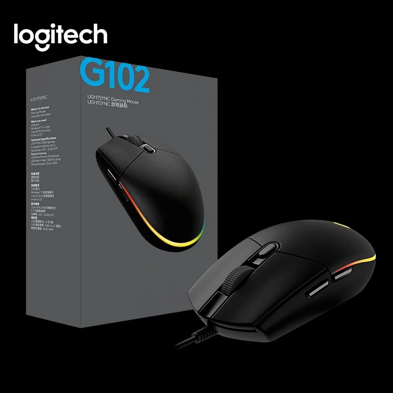 

Logitech G102 Mouse Original Ergonomic Mouse Optical 8K DPI 16.8M Color LED Customizing 6 Buttons Wired Pc Gaming Accessories