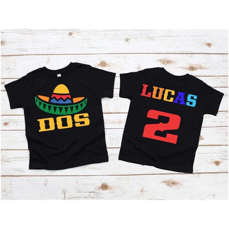 

Fiesta Second Birthday Boy Shirt Dos Birthday T Shirt Sombrero Mexican Taco Twosday Toddler 2nd Birthday T-shirt