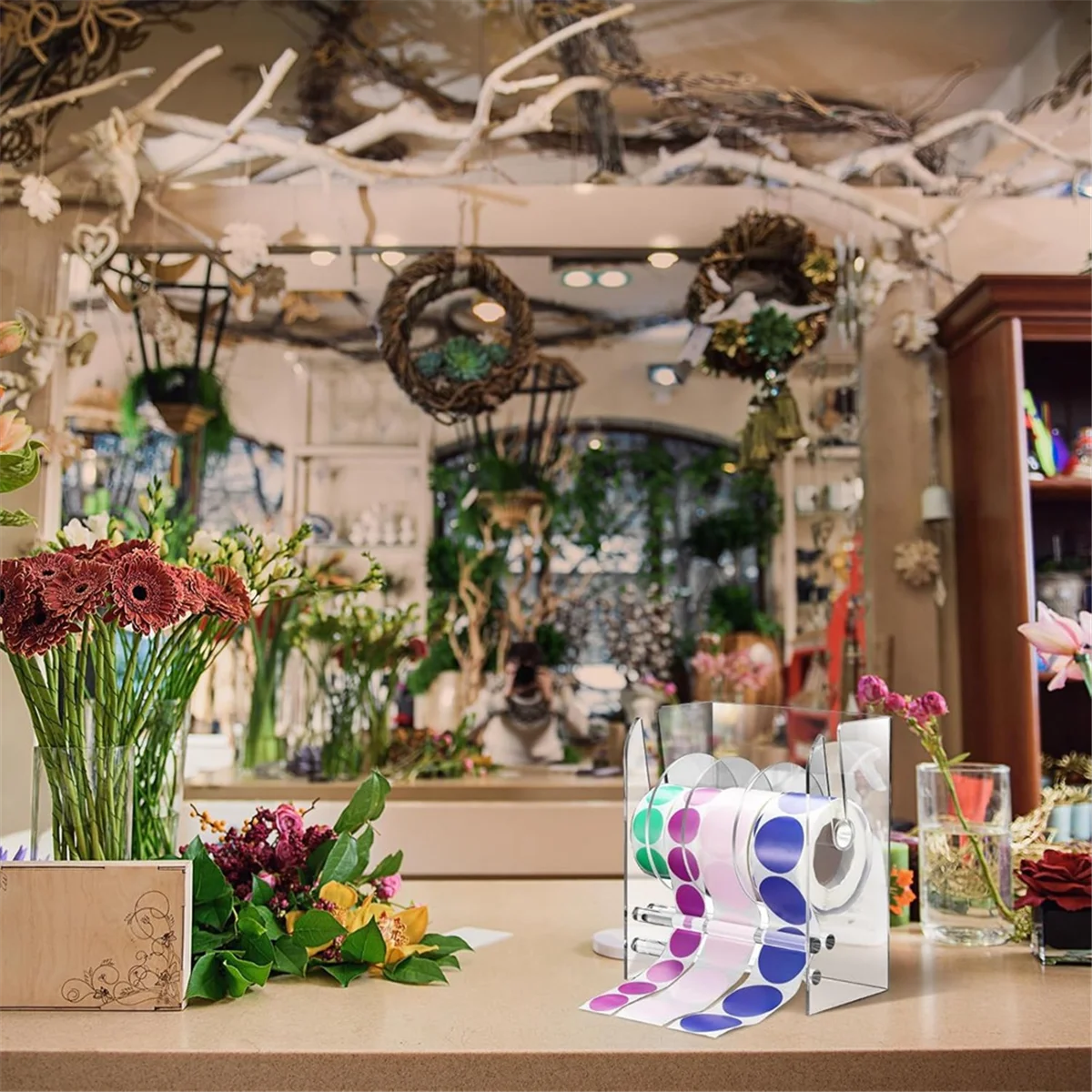 Регулируемый диспенсер для этикеток BAADE, акриловый диспенсер для рулонов наклеек, держатель для рулонов наклеек, прозрачные держатели для этикеток, держатель для наклеек, 4 диска