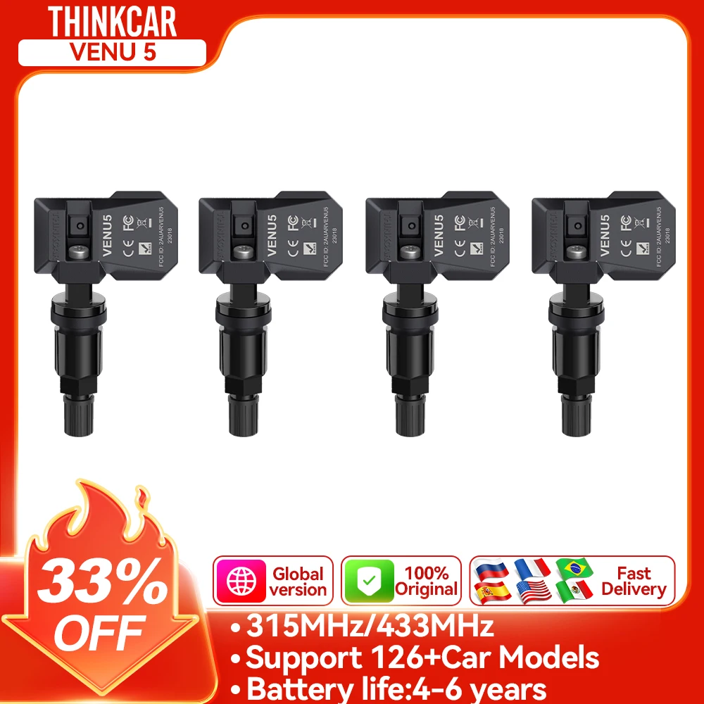 MUCAR VENU 5 TPMS 315MHz/433MHz 4pcs Car Tire Pressure Sensor  Tire Pressure Monitor Sensor IP67 Waterproof