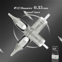 EZ Revolution Tattoo Cartridge #12(0.35 MM) Round Liner (RL) Long Taper Needles for Rotary Machine & Grips 20 Pcs/Box