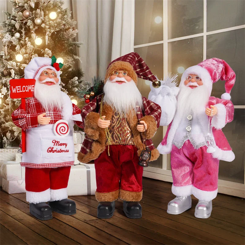 12 polegadas natal santa figura em pé santa boneca decorações de janela decorações de natal presentes de aniversário