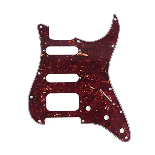 3Ply Black 11-Hole Round Corner HSS Guitar Strat Pickguard for USA/Mexican Stratocaster 3-screw Humbucking Mounting Open Pickup