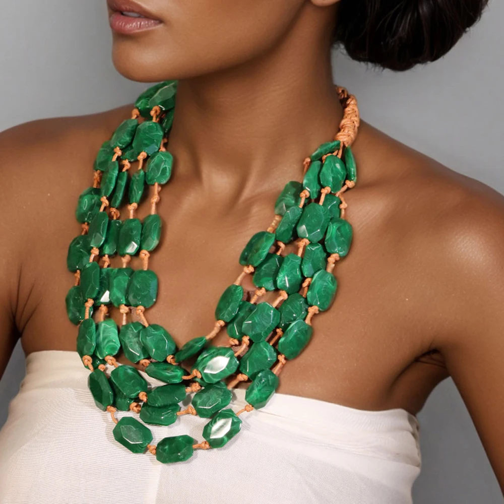 

Statement Necklace Acrylic Beads Handmade for Woman Girl Trendy Wedding Party Jewelry