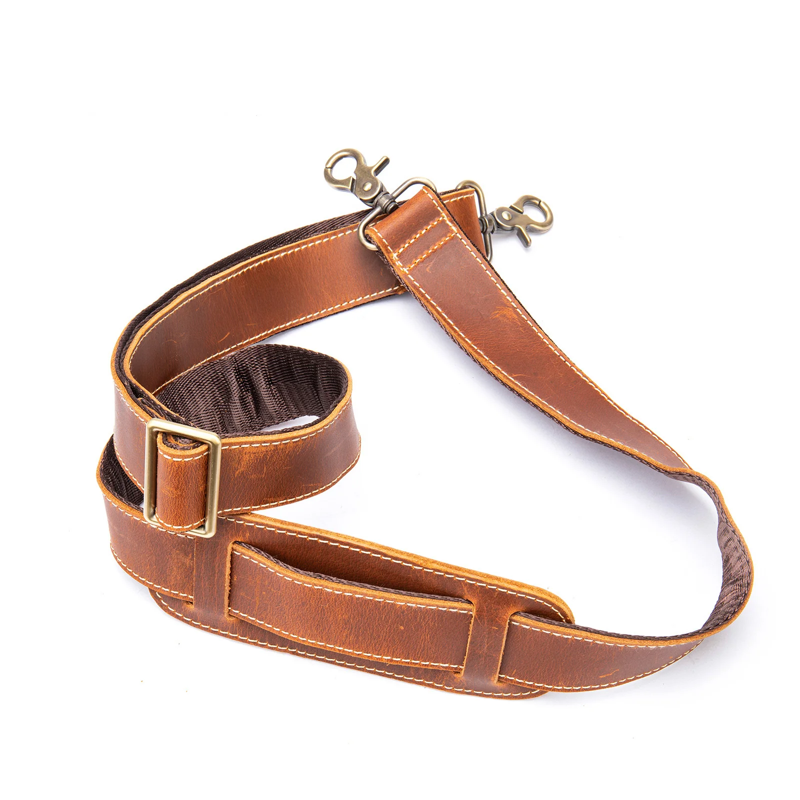 Correas de hombro de cuero genuino Retro, correa larga ajustable de cuero Crazy Horse, accesorios para bolso tipo cartera para hombre