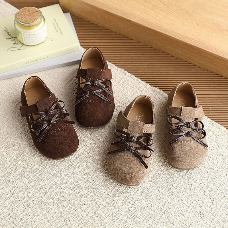 MILANCEL New Spring Girls Shoe 21-30 Size Double Bow Tie Kids Casual Shoes Solid Color Soft Sole Children Nude Shoes