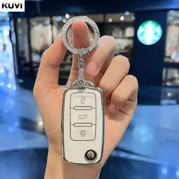 適用於大眾 VW Polo、高爾夫、帕薩特、途觀、甲蟲、Caddy、T5、Up、Eos、斯柯達明銳、西雅特 Leon、Altea 的 TPU 汽車翻蓋鑰匙殼 6 最佳銷售 2021年大眾Caddy - №5