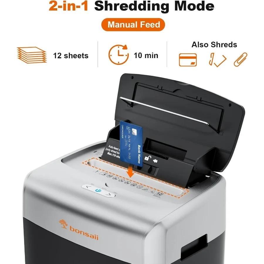 Heavy duty paper shredder with autofeed function for office and home office use capable of shredding up to 110 sheets at once m