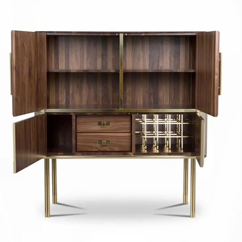 Mini Wine bar Wooden Cabinet Counter with Stainless Steel Leg Luxury Furniture for Home