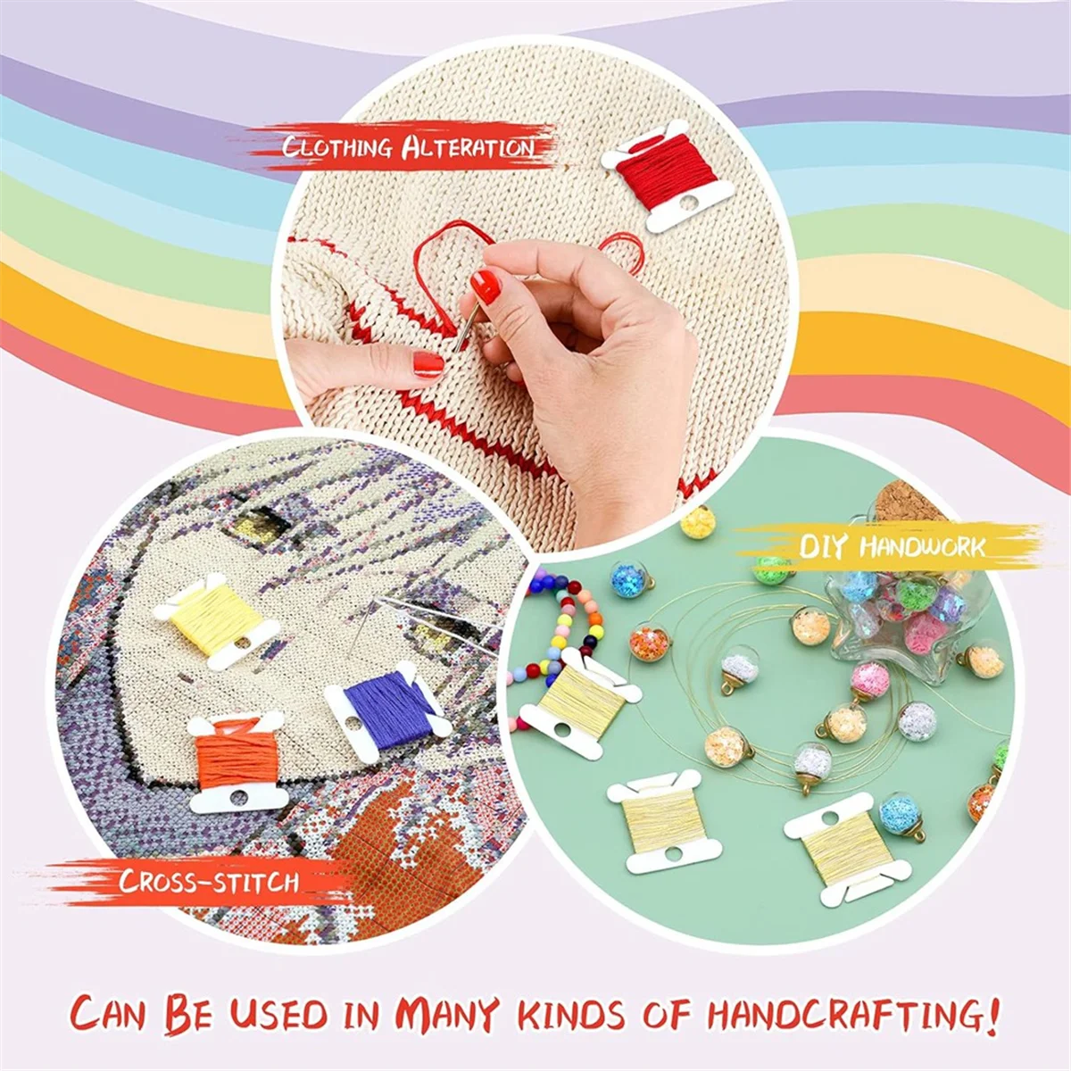 AB06 300Pcs Embroidery Floss Bobbin, Embroidery Floss Organizer,Plastic Embroidery Thread Card for Thread Holder Sewing