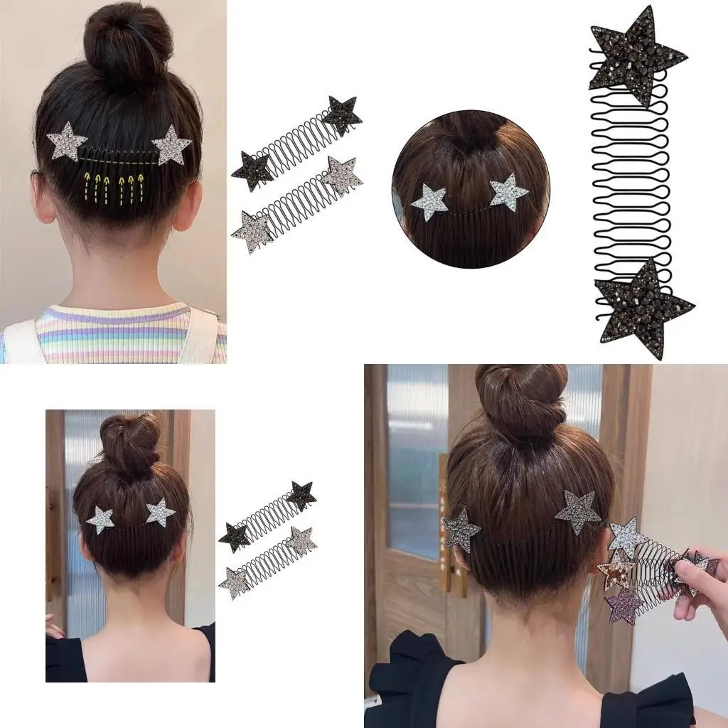 

39BD Five Pointed Star Side Hair Clip Girl Jewelry Invisible Hair Side Comb Wedding