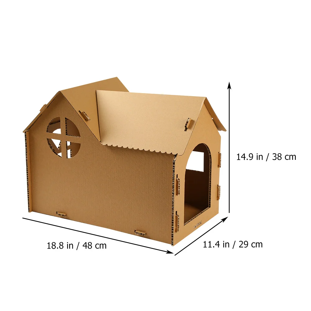 Cat House Scratcher Semi-enclosed Cardboard Kitten Scratching Toy Ripple Semi-closed Corrugated Paper