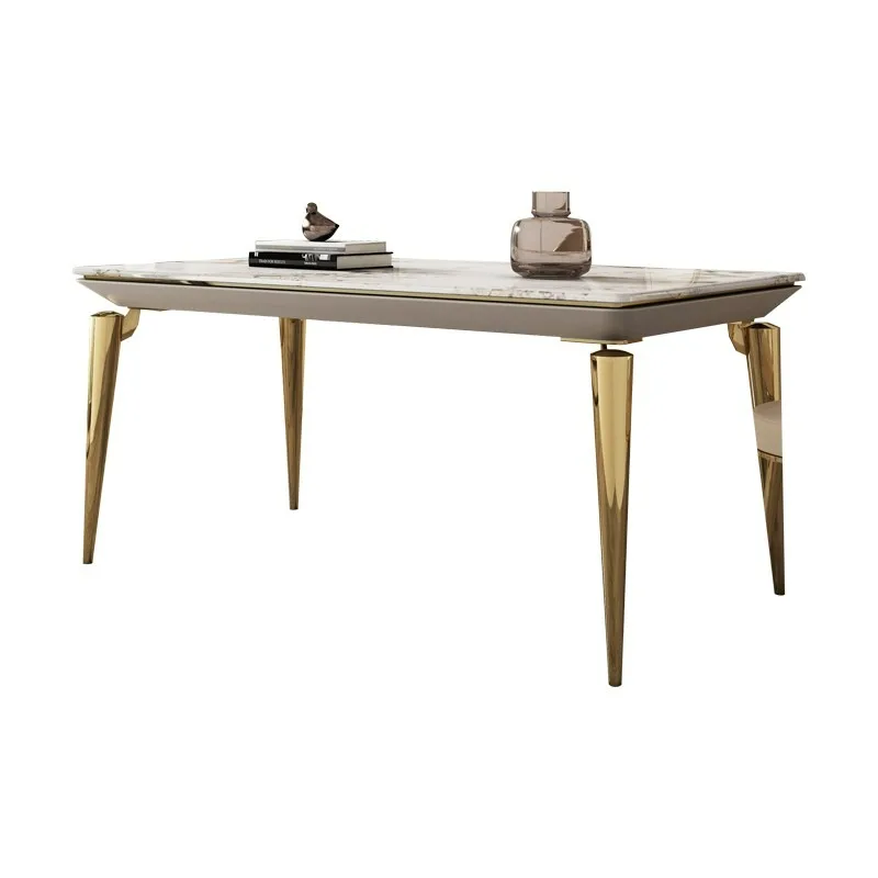 

Modern Luxury Gold Stainless Steel Dining Table Marble Roof Dining Room Furniture Dining Table Set