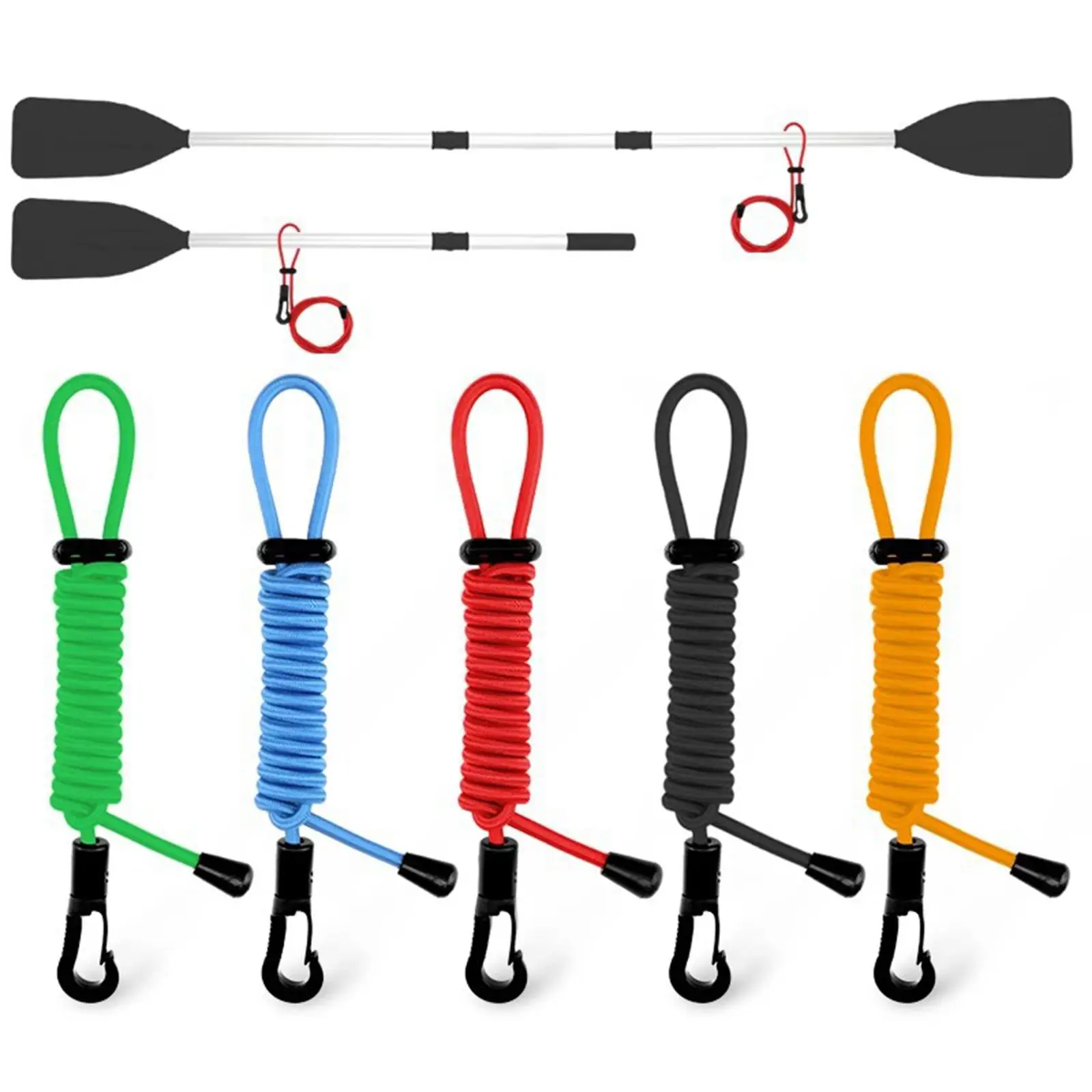 Stretchable Paddle Strap Paddle Leash Paddle Keeper Premium Retractable Bungee Cord for Fishing Pole Rod Surfing Rafting